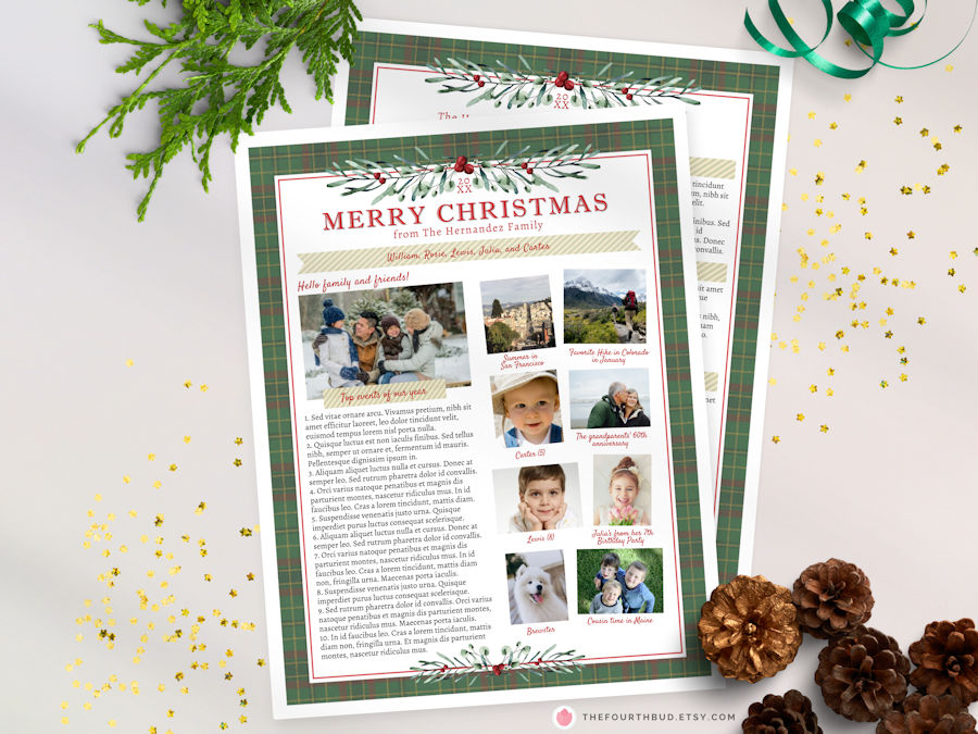 Tartan Christmas Newsletter Tempate Year in Review