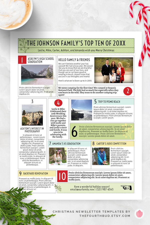 Top Ten of the Year Christmas Newsletter Template