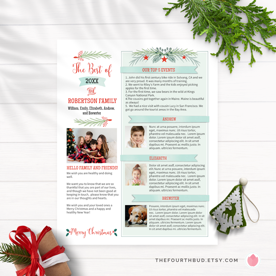 The Best of Greenery Christmas Newsletter Template