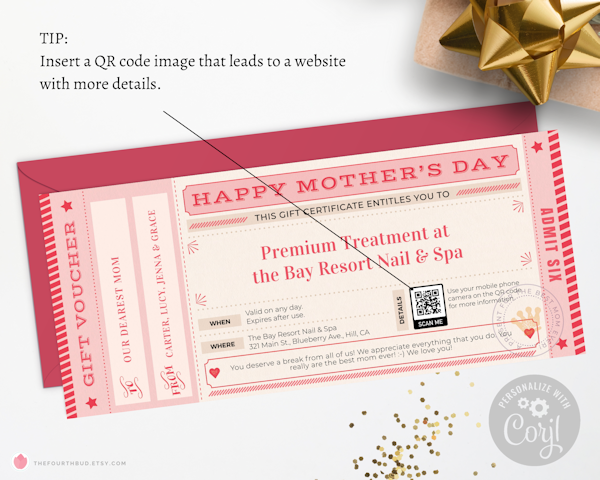 Mother's Day Ticket Voucher Etsy Image