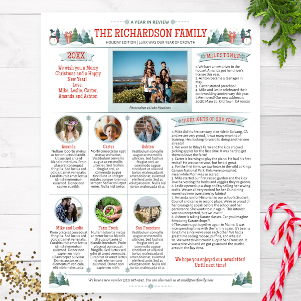 Editable Family Christmas Newsletter Template