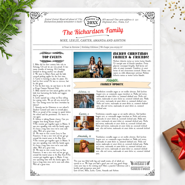 Editable Family Christmas Newsletter Template