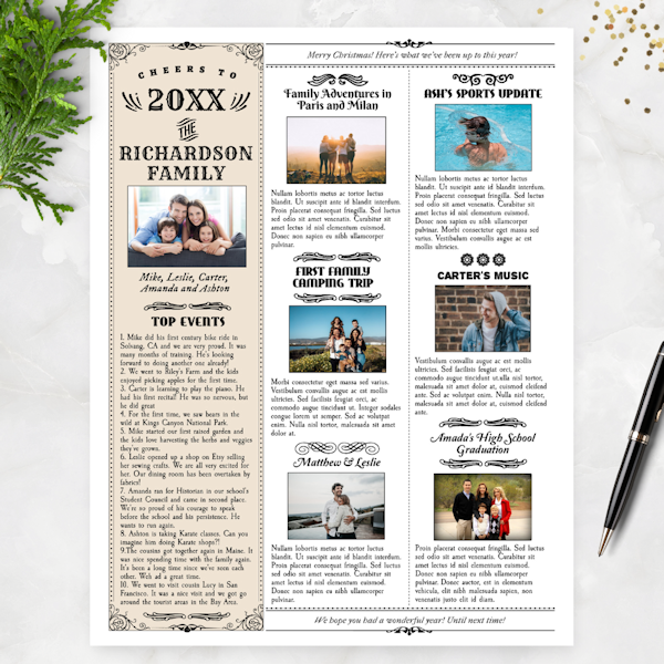 Editable Family Christmas Newsletter Template