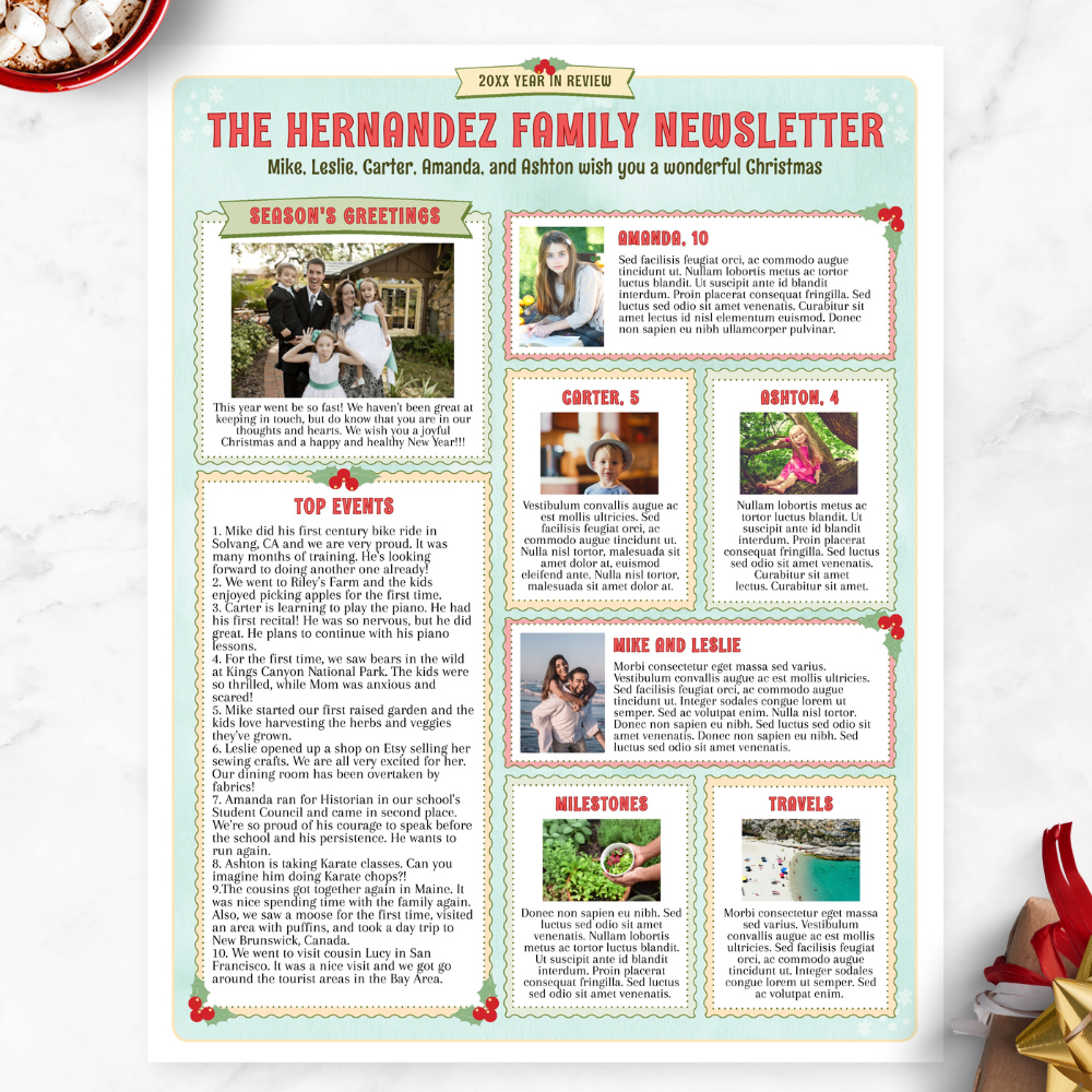 Editable Family Christmas Newsletter Template