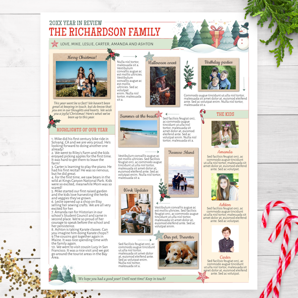 Editable Family Christmas Newsletter Template