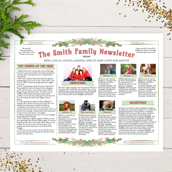 Editable Family Christmas Newsletter Template