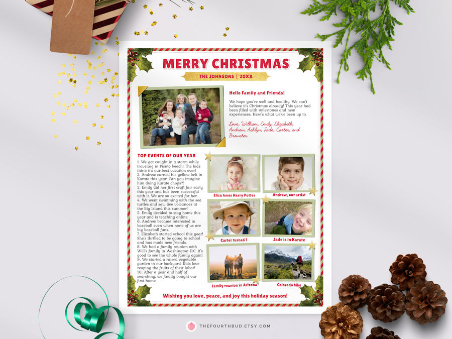 Holly and Berries Family Christmas Newsletter