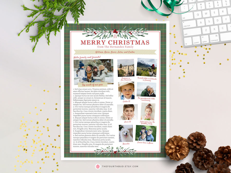 Green Tartan Family Christmas Newsletter
